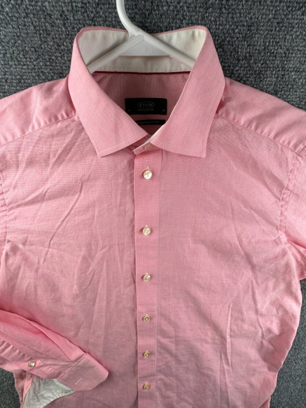 Eton Ganghester Button Up Shirt Long Sleeve Men Pink Contemporary 16 Cotton